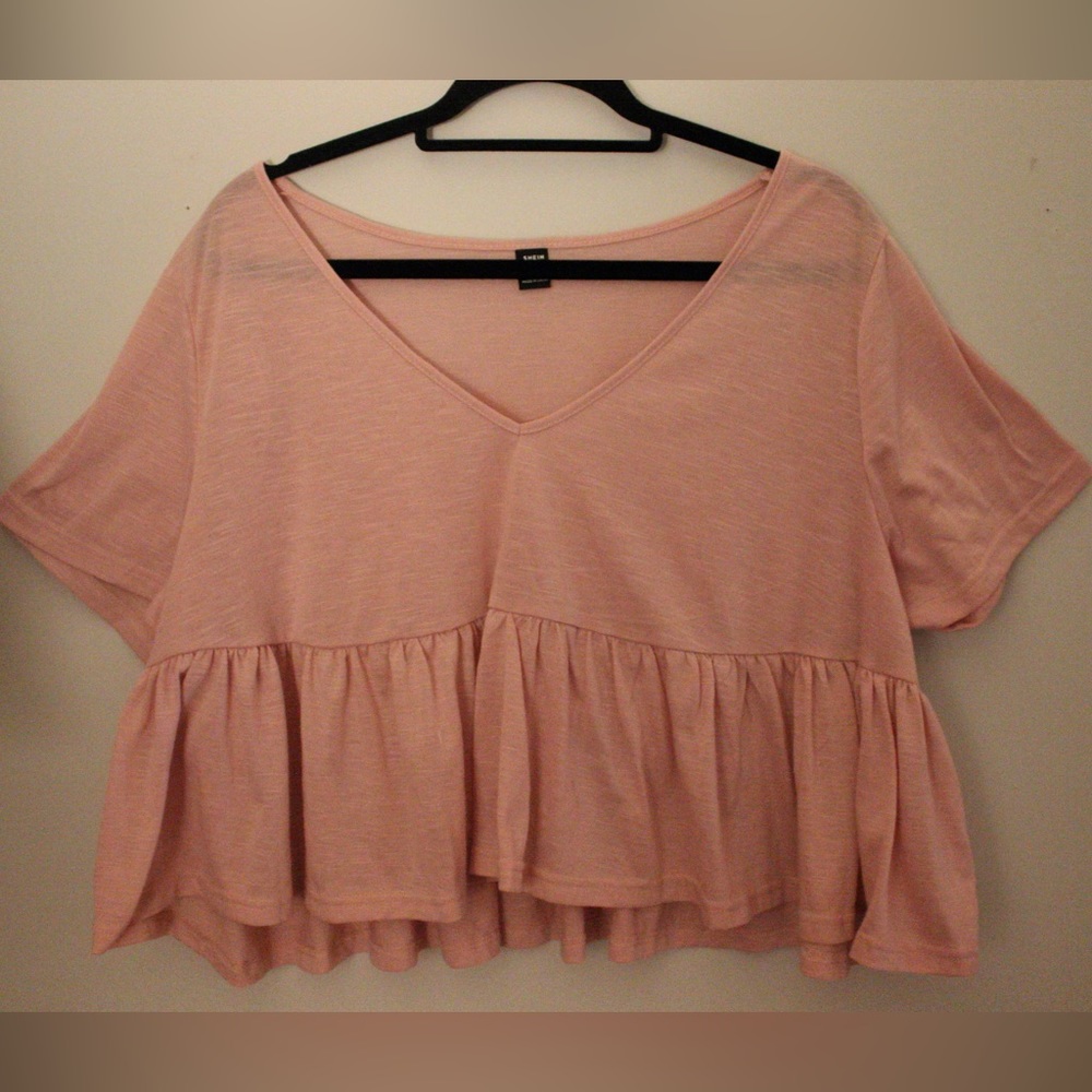 SHEIN Qutie Plus Peplum V Neck Tee - Picture 1 of 6